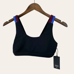 Lanston Black Sports Bra Colorful Macrome Straps‎